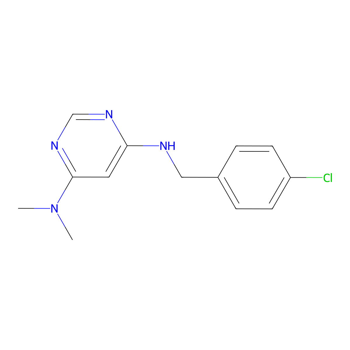 N4-(4-chlorobenzyl)-N6,N6-dimethylpyrimidine-4,6-diamine molecular structure, CAS 2097892-86-7