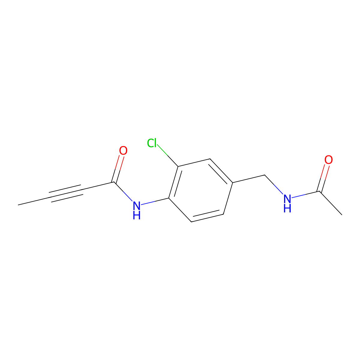 N-(4-(acetamidomethyl)-2-chlorophenyl)but-2-ynamide molecular structure, CAS 2097892-99-2