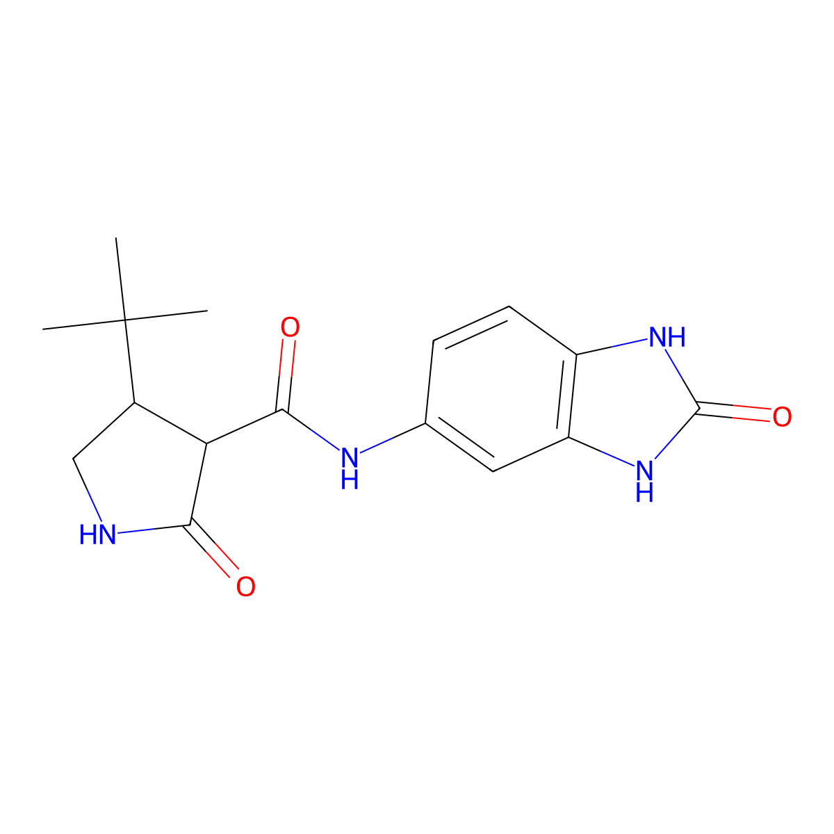 4-tert-butyl-2-oxo-N-(2-oxo-2,3-dihydro-1H-1,3-benzodiazol-5-yl)pyrrolidine-3-carboxamide molecular structure, CAS 2097893-00-8