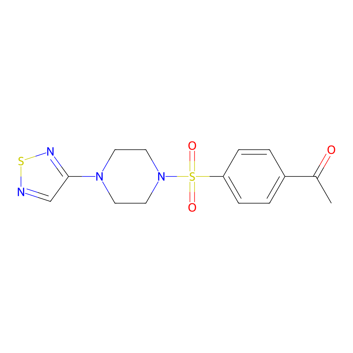 1-(4-{[4-(1,2,5-Thiadiazol-3-yl)piperazin-1-yl]sulfonyl}phenyl)ethan-1-one molecular structure, CAS 2097893-04-2