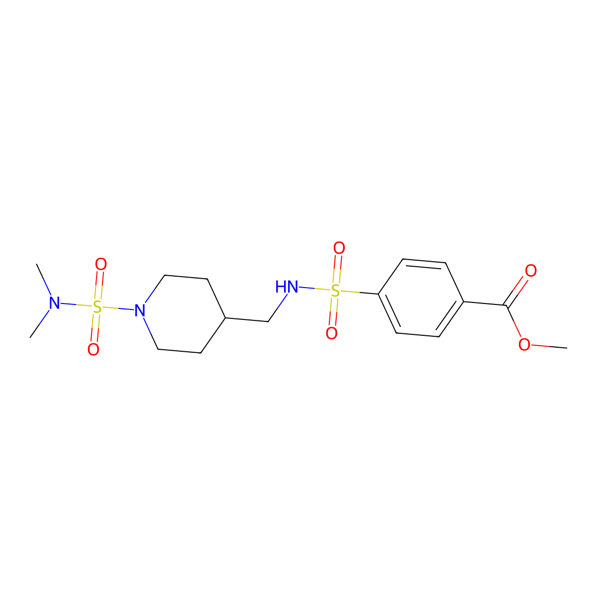 Methyl 4-({[1-(dimethylsulfamoyl)piperidin-4-yl]methyl}sulfamoyl)benzoate molecular structure, CAS 2097893-05-3