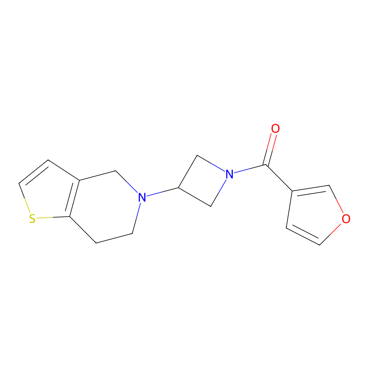 (3-(6,7-dihydrothieno[3,2-c]pyridin-5(4H)-yl)azetidin-1-yl)(furan-3-yl)methanone molecular structure, CAS 2097893-08-6
