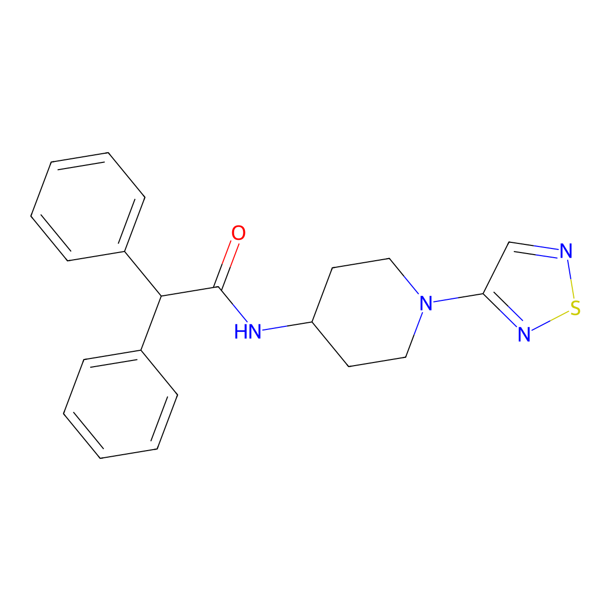 2,2-diphenyl-N-[1-(1,2,5-thiadiazol-3-yl)piperidin-4-yl]acetamide molecular structure, CAS 2097893-26-8