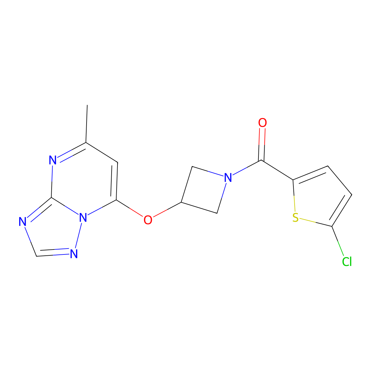 1-(5-Chlorothiophene-2-carbonyl)-3-({5-methyl-[1,2,4]triazolo[1,5-a]pyrimidin-7-yl}oxy)azetidine molecular structure, CAS 2097893-28-0