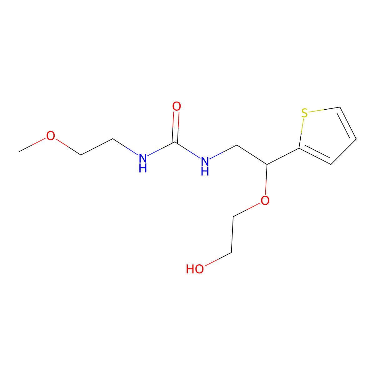 1-[2-(2-Hydroxyethoxy)-2-(thiophen-2-yl)ethyl]-3-(2-methoxyethyl)urea molecular structure, CAS 2097893-29-1