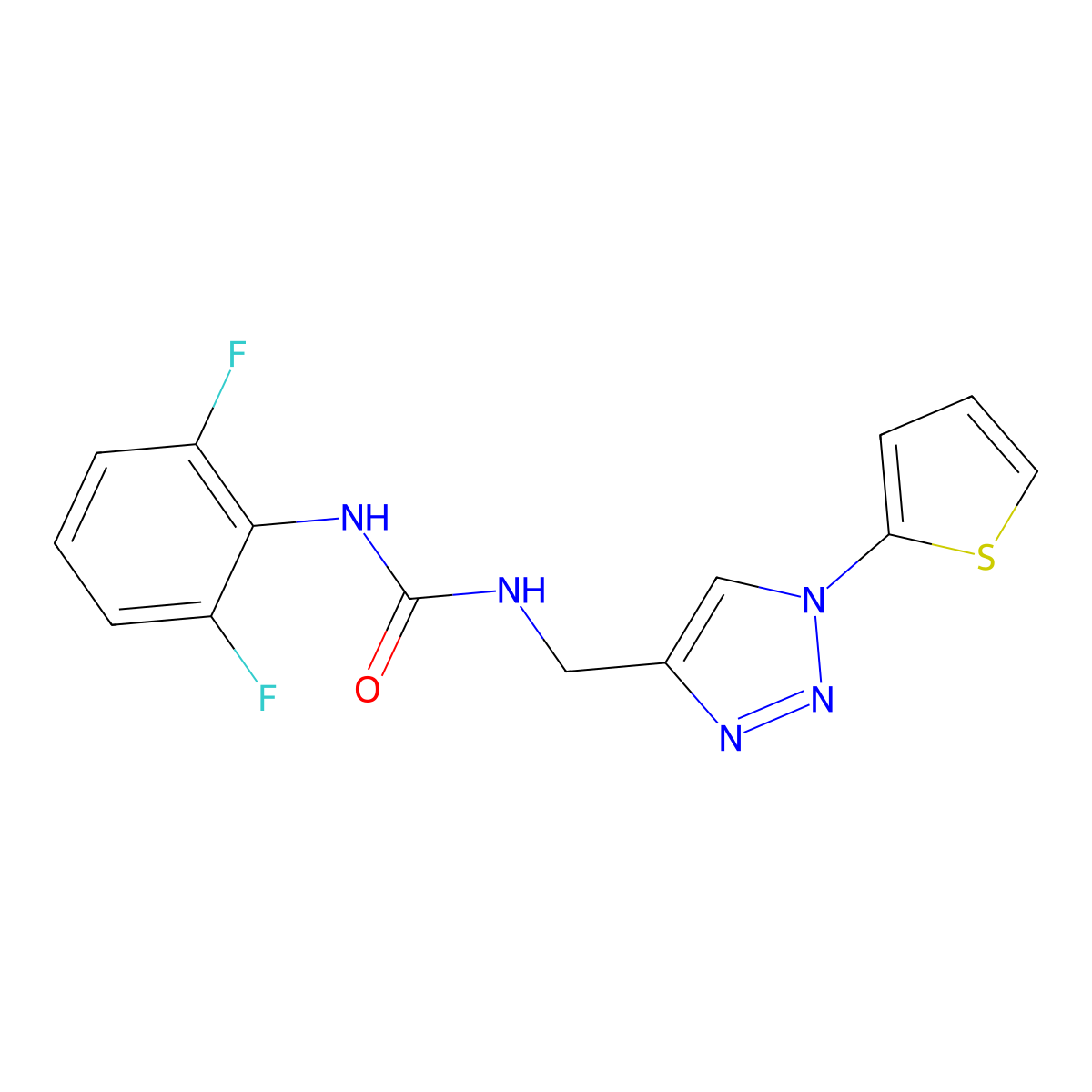 1-(2,6-difluorophenyl)-3-{[1-(thiophen-2-yl)-1H-1,2,3-triazol-4-yl]methyl}urea molecular structure, CAS 2097893-31-5