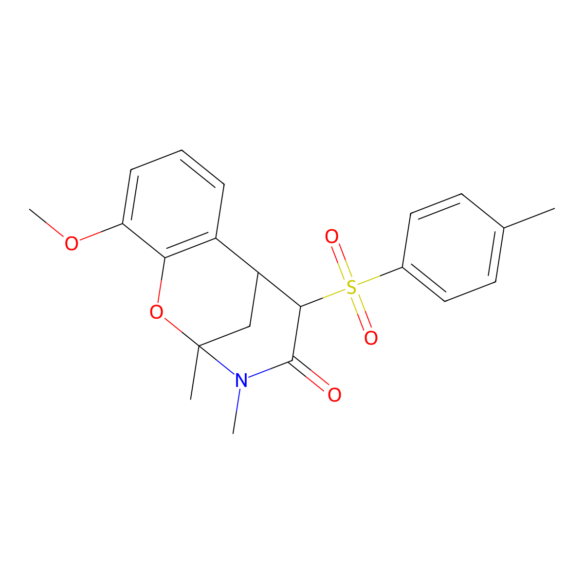 6-Methoxy-9,10-dimethyl-12-(4-methylbenzenesulfonyl)-8-oxa-10-azatricyclo[7.3.1.0^{2,7}]trideca-2,4,6-trien-11-one molecular structure, CAS 2097893-33-7