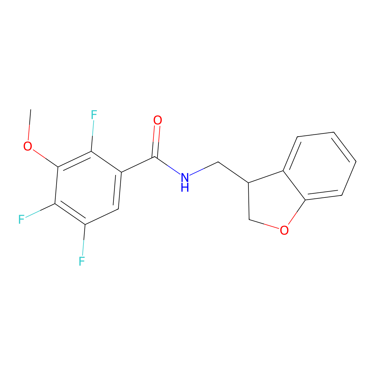 N-[(2,3-dihydro-1-benzofuran-3-yl)methyl]-2,4,5-trifluoro-3-methoxybenzamide molecular structure, CAS 2097893-35-9