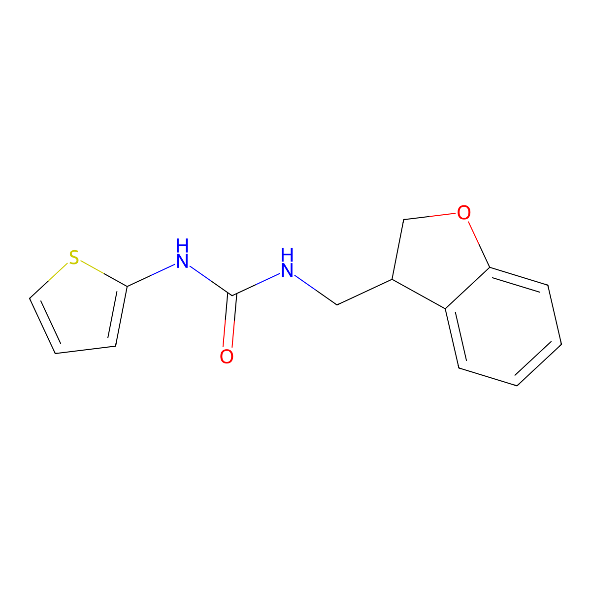 1-[(2,3-Dihydro-1-benzofuran-3-yl)methyl]-3-(thiophen-2-yl)urea molecular structure, CAS 2097893-44-0