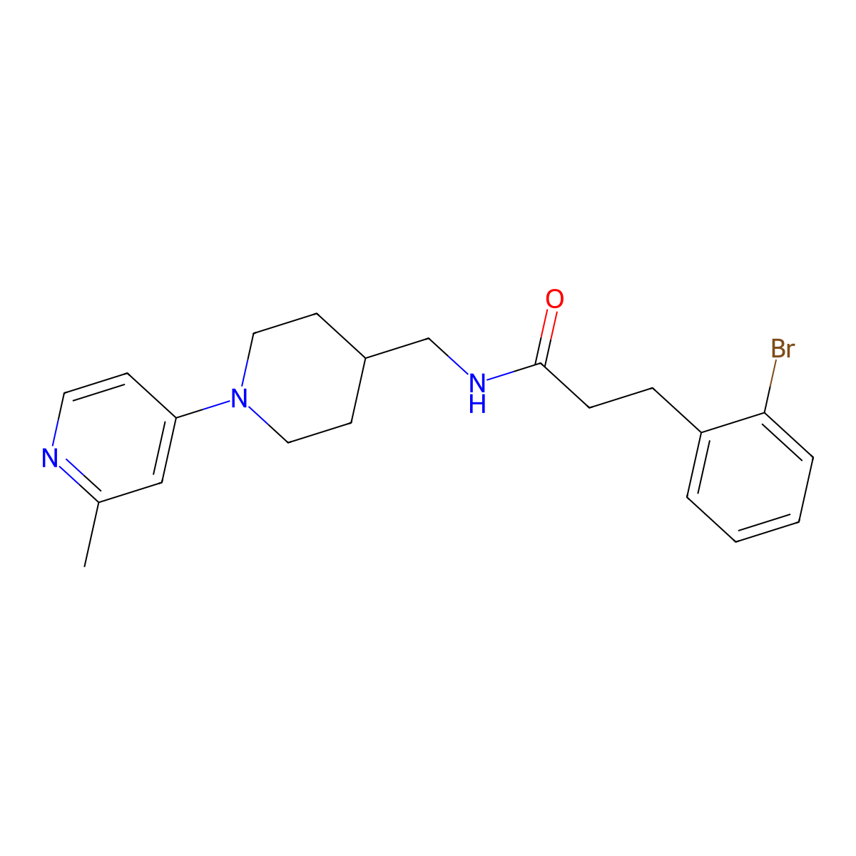 3-(2-bromophenyl)-N-{[1-(2-methylpyridin-4-yl)piperidin-4-yl]methyl}propanamide molecular structure, CAS 2097893-46-2