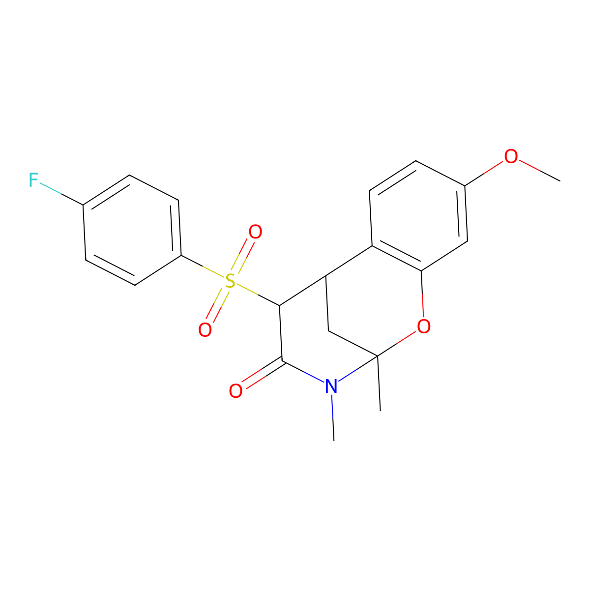 12-(4-Fluorobenzenesulfonyl)-5-methoxy-9,10-dimethyl-8-oxa-10-azatricyclo[7.3.1.0^{2,7}]trideca-2,4,6-trien-11-one molecular structure, CAS 2097893-47-3