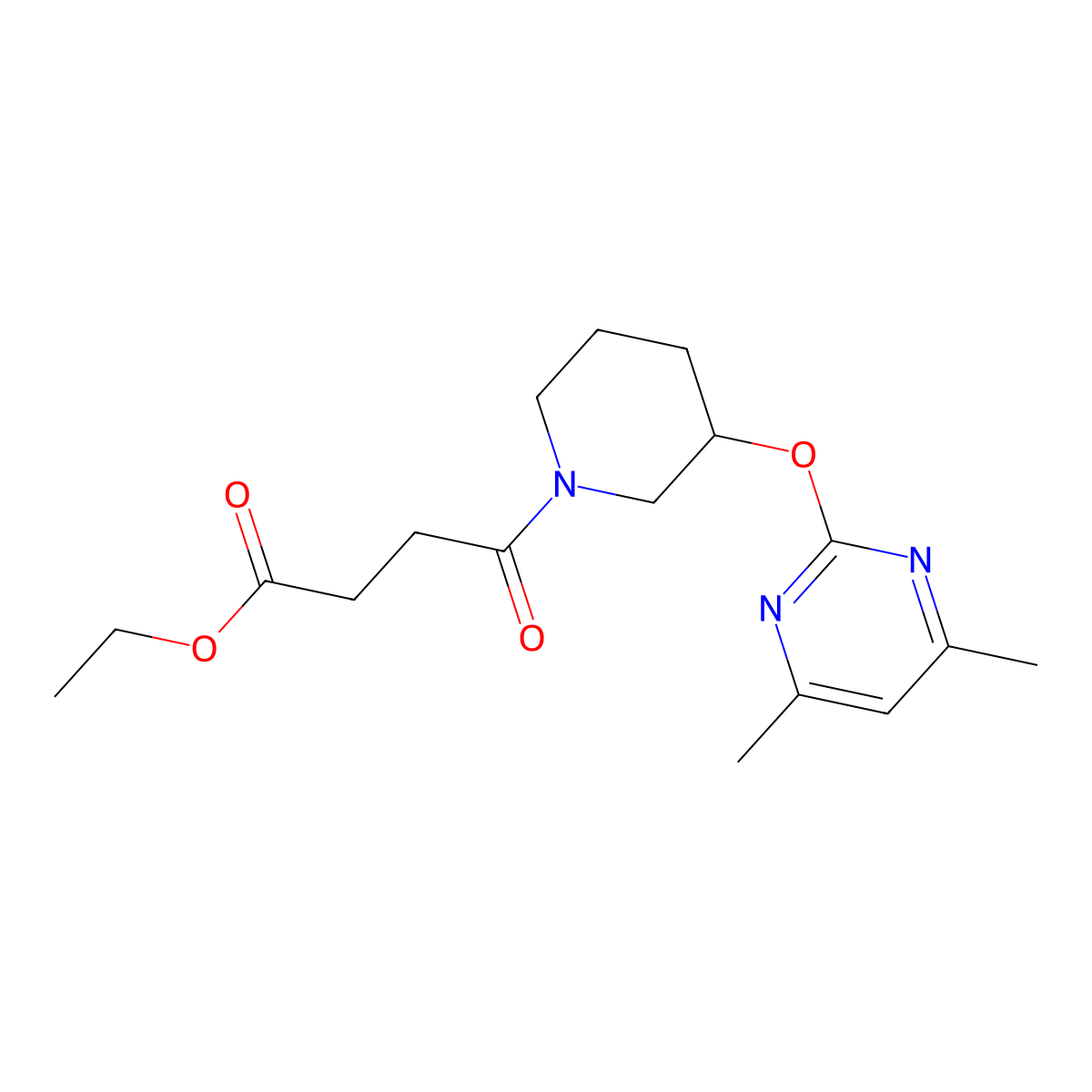 Ethyl 4-(3-((4,6-dimethylpyrimidin-2-yl)oxy)piperidin-1-yl)-4-oxobutanoate molecular structure, CAS 2097893-49-5