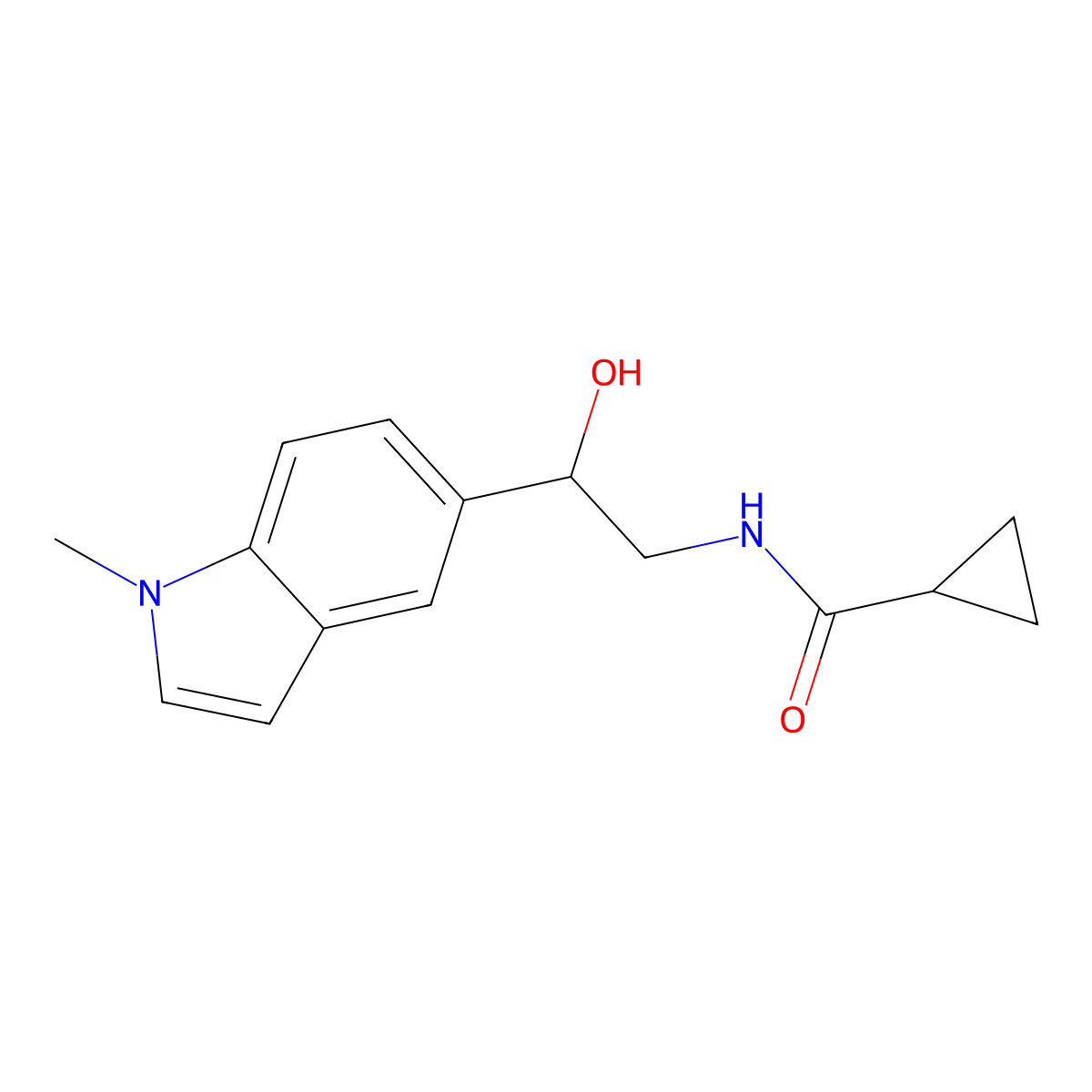 N-[2-hydroxy-2-(1-methyl-1H-indol-5-yl)ethyl]cyclopropanecarboxamide molecular structure, CAS 2097893-50-8