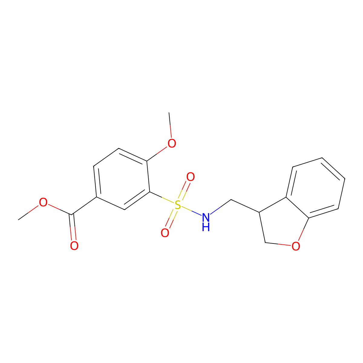 Methyl 3-{[(2,3-dihydro-1-benzofuran-3-yl)methyl]sulfamoyl}-4-methoxybenzoate molecular structure, CAS 2097893-51-9