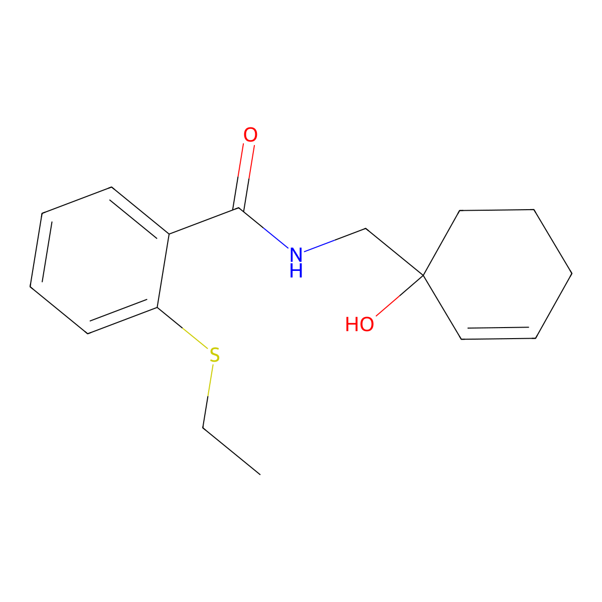 2-(ethylsulfanyl)-N-[(1-hydroxycyclohex-2-en-1-yl)methyl]benzamide molecular structure, CAS 2097893-60-0