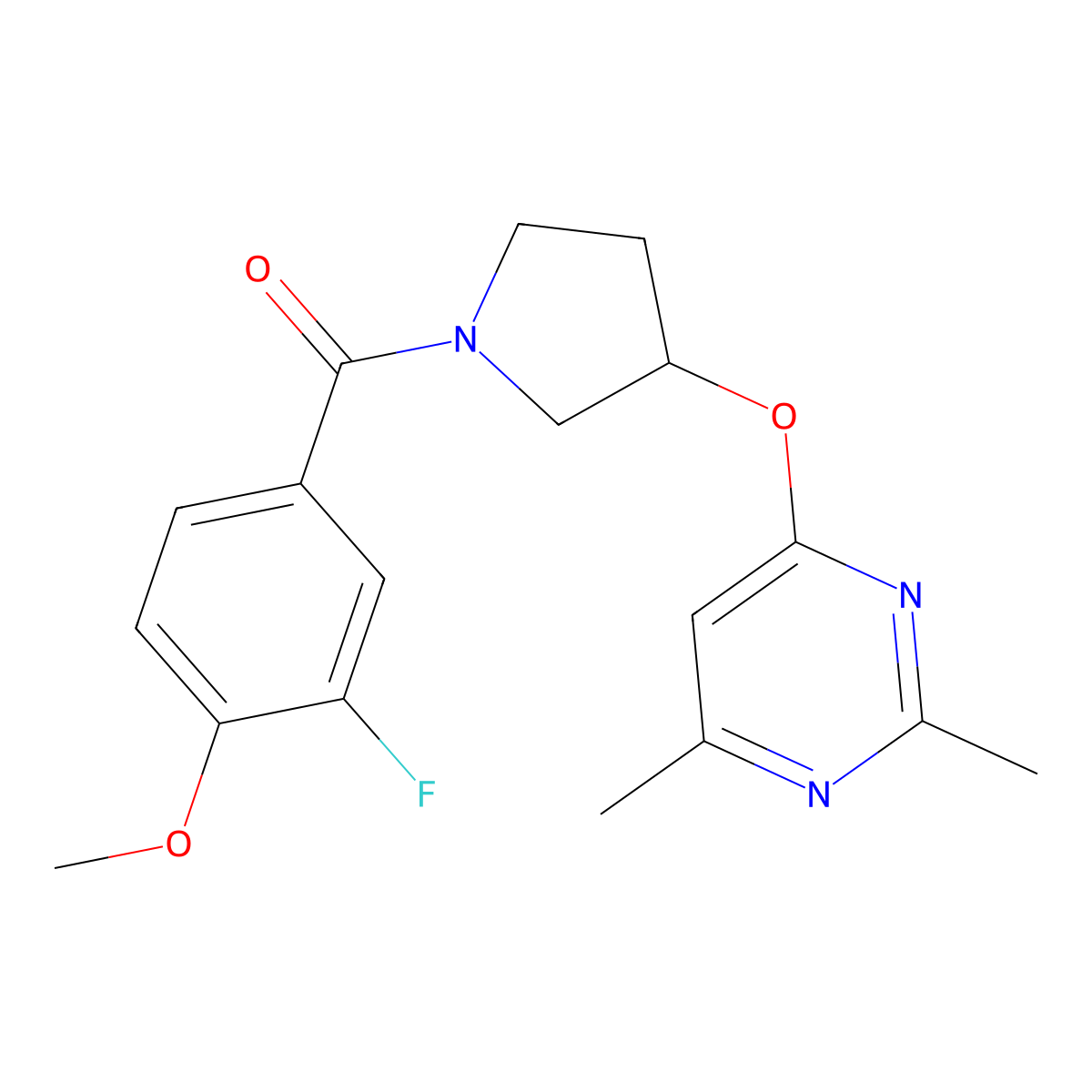 4-{[1-(3-Fluoro-4-methoxybenzoyl)pyrrolidin-3-yl]oxy}-2,6-dimethylpyrimidine molecular structure, CAS 2097893-61-1