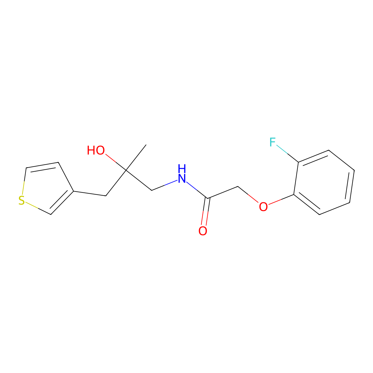 2-(2-fluorophenoxy)-N-{2-hydroxy-2-[(thiophen-3-yl)methyl]propyl}acetamide molecular structure, CAS 2097893-69-9
