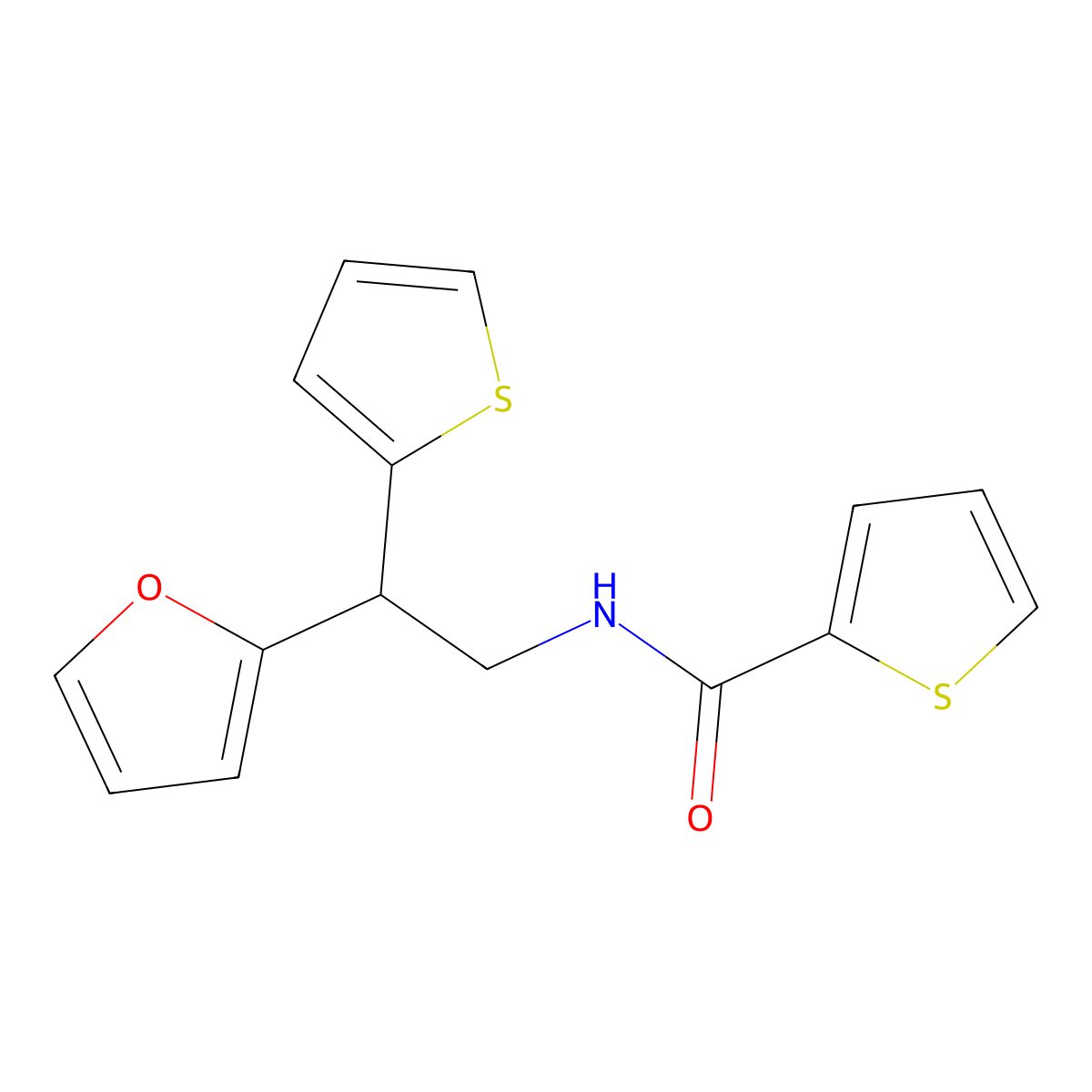 N-[2-(furan-2-yl)-2-(thiophen-2-yl)ethyl]thiophene-2-carboxamide molecular structure, CAS 2097893-70-2