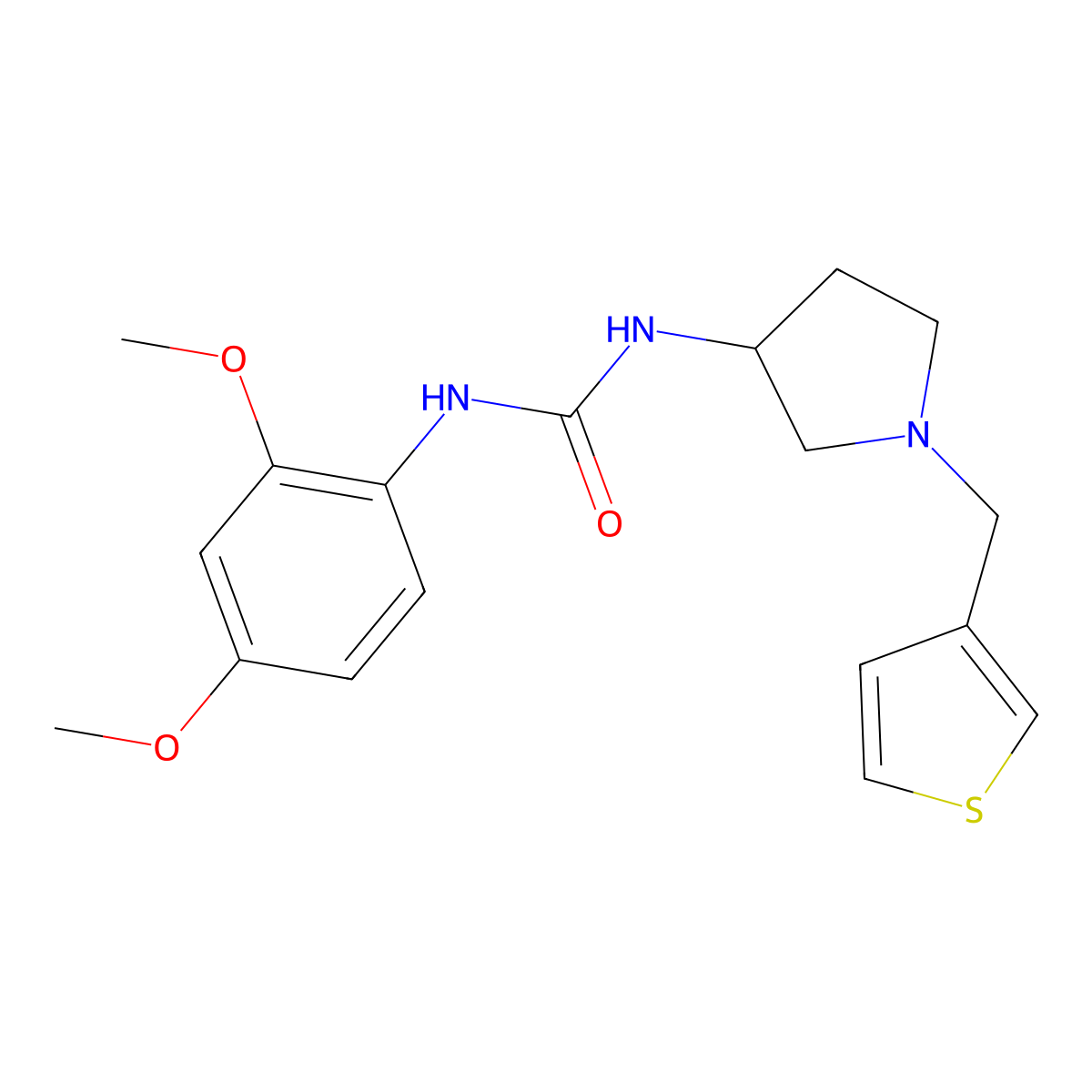 1-(2,4-Dimethoxyphenyl)-3-{1-[(thiophen-3-yl)methyl]pyrrolidin-3-yl}urea molecular structure, CAS 2097893-72-4
