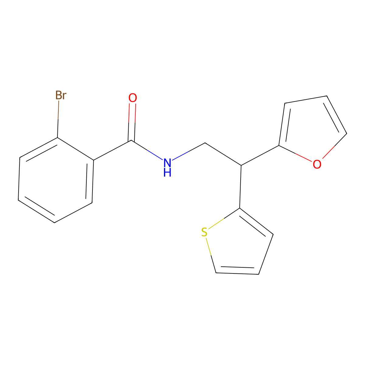 2-bromo-N-[2-(furan-2-yl)-2-(thiophen-2-yl)ethyl]benzamide molecular structure, CAS 2097893-77-9