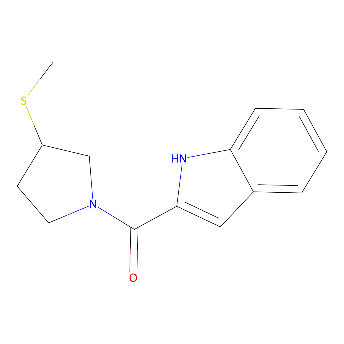 2-[3-(methylsulfanyl)pyrrolidine-1-carbonyl]-1H-indole molecular structure, CAS 2097893-81-5