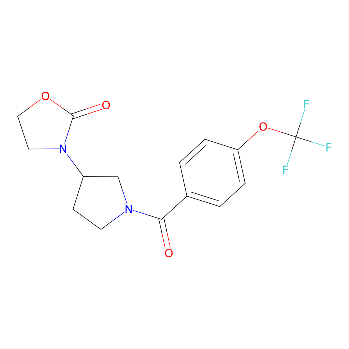 3-{1-[4-(Trifluoromethoxy)benzoyl]pyrrolidin-3-yl}-1,3-oxazolidin-2-one molecular structure, CAS 2097893-86-0