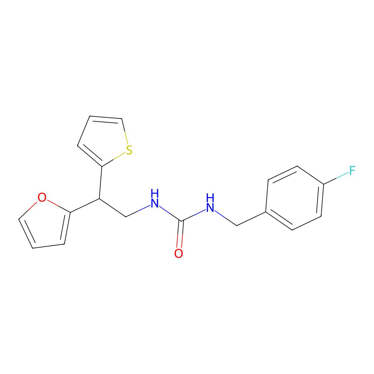 1-[(4-Fluorophenyl)methyl]-3-[2-(furan-2-yl)-2-(thiophen-2-yl)ethyl]urea molecular structure, CAS 2097893-87-1