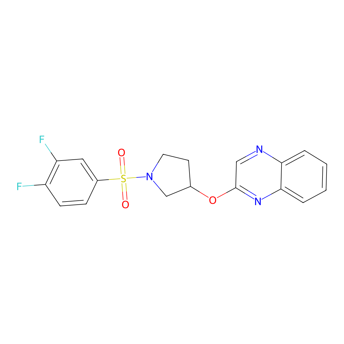 2-{[1-(3,4-Difluorobenzenesulfonyl)pyrrolidin-3-yl]oxy}quinoxaline molecular structure, CAS 2097893-88-2