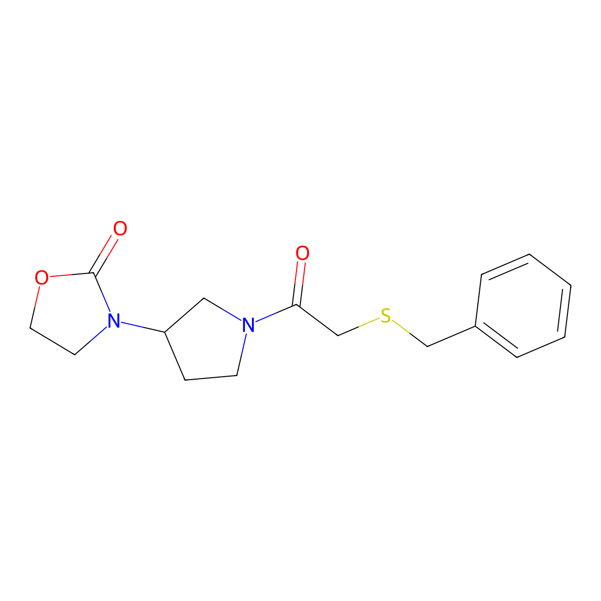 3-{1-[2-(Benzylsulfanyl)acetyl]pyrrolidin-3-yl}-1,3-oxazolidin-2-one molecular structure, CAS 2097893-97-3