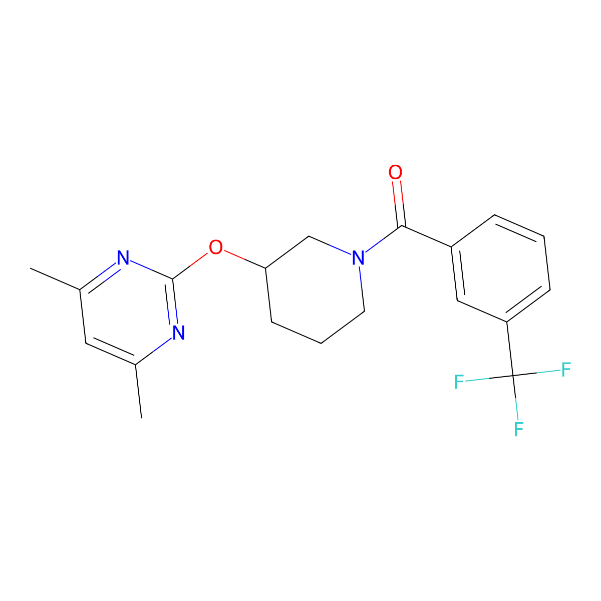 (3-((4,6-Dimethylpyrimidin-2-yl)oxy)piperidin-1-yl)(3-(trifluoromethyl)phenyl)methanone molecular structure, CAS 2097893-98-4