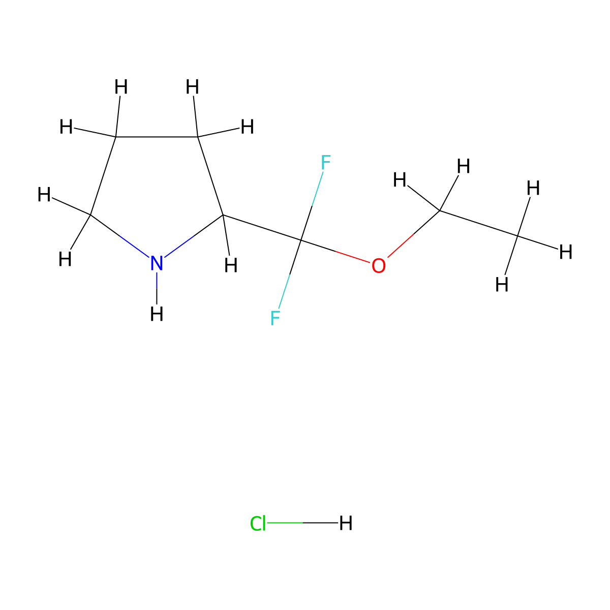 2-(Ethoxydifluoromethyl)pyrrolidine hydrochloride molecular structure, CAS 2097894-03-4