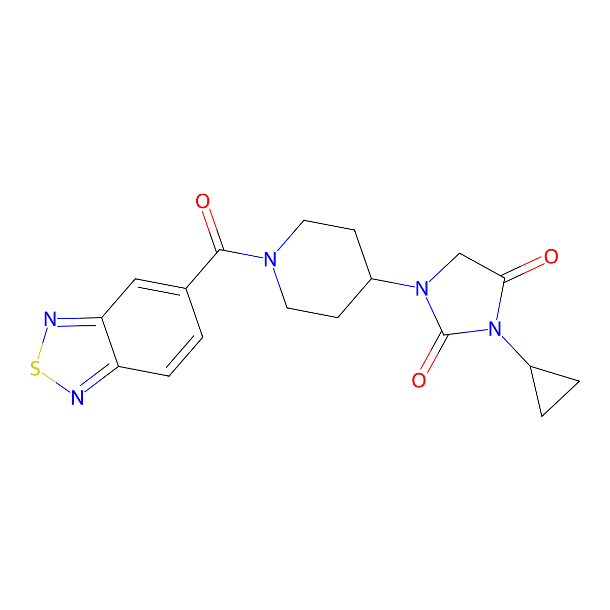 1-[1-(2,1,3-Benzothiadiazole-5-carbonyl)piperidin-4-yl]-3-cyclopropylimidazolidine-2,4-dione molecular structure, CAS 2097894-12-5