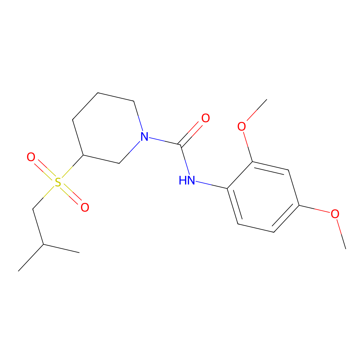 N-(2,4-dimethoxyphenyl)-3-(2-methylpropanesulfonyl)piperidine-1-carboxamide molecular structure, CAS 2097894-14-7
