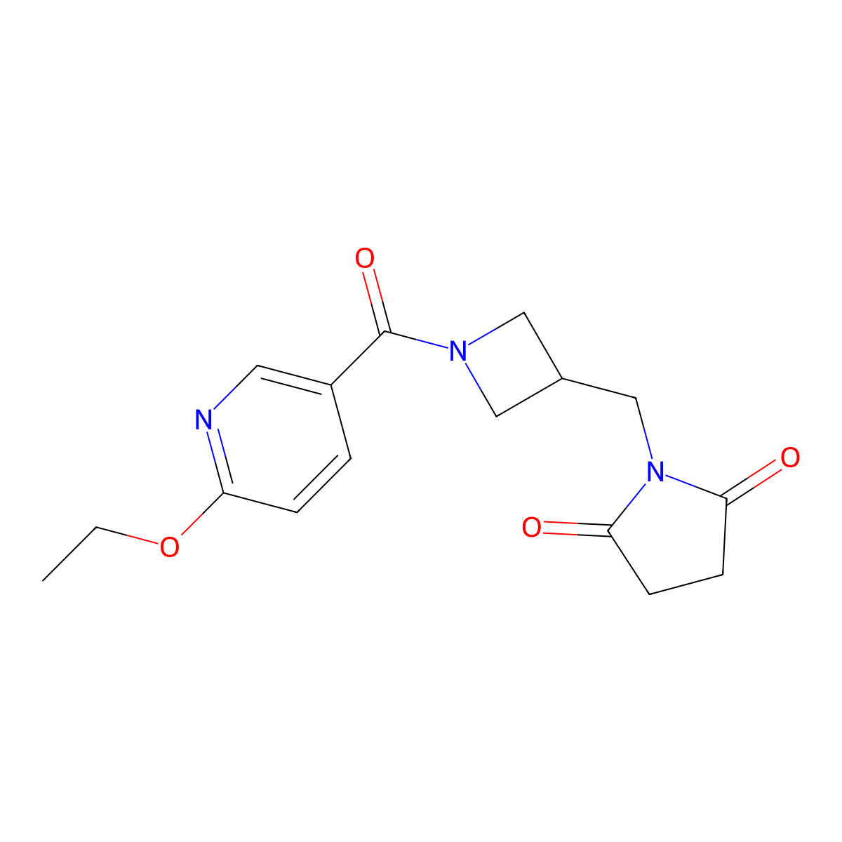 1-{[1-(6-Ethoxypyridine-3-carbonyl)azetidin-3-yl]methyl}pyrrolidine-2,5-dione molecular structure, CAS 2097894-20-5