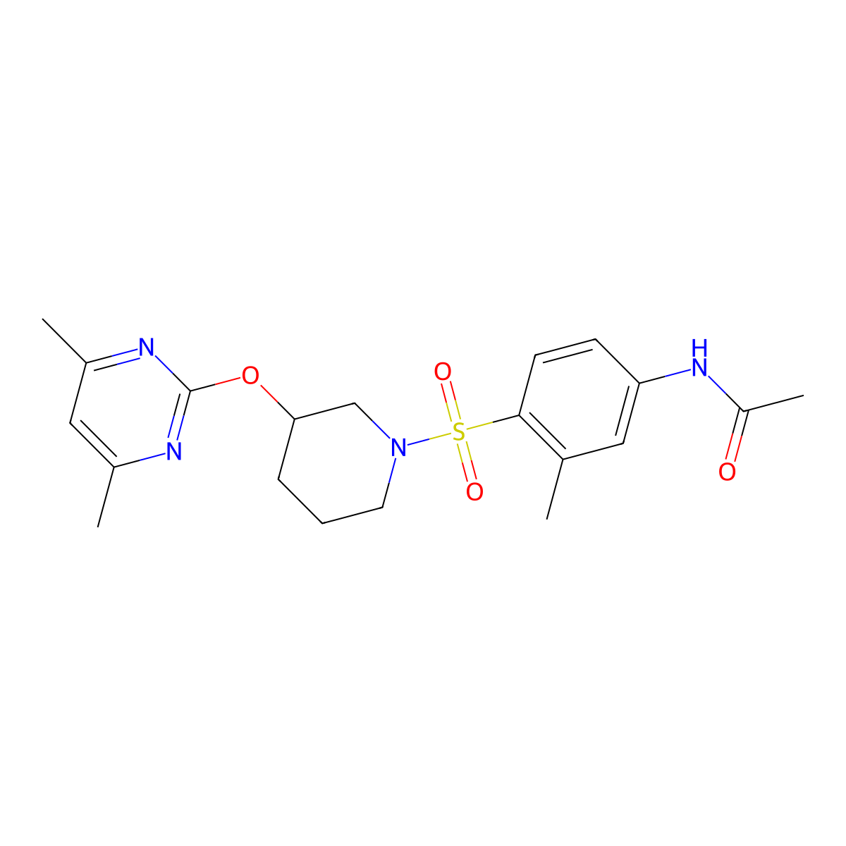 N-[4-({3-[(4,6-dimethylpyrimidin-2-yl)oxy]piperidin-1-yl}sulfonyl)-3-methylphenyl]acetamide molecular structure, CAS 2097894-21-6