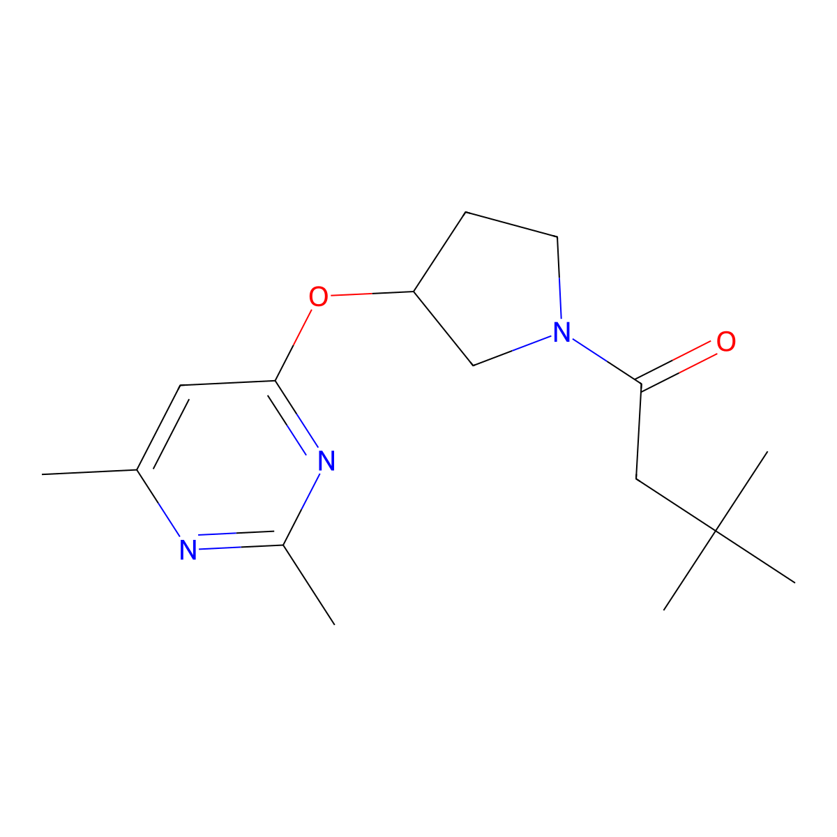 1-{3-[(2,6-Dimethylpyrimidin-4-yl)oxy]pyrrolidin-1-yl}-3,3-dimethylbutan-1-one molecular structure, CAS 2097894-24-9