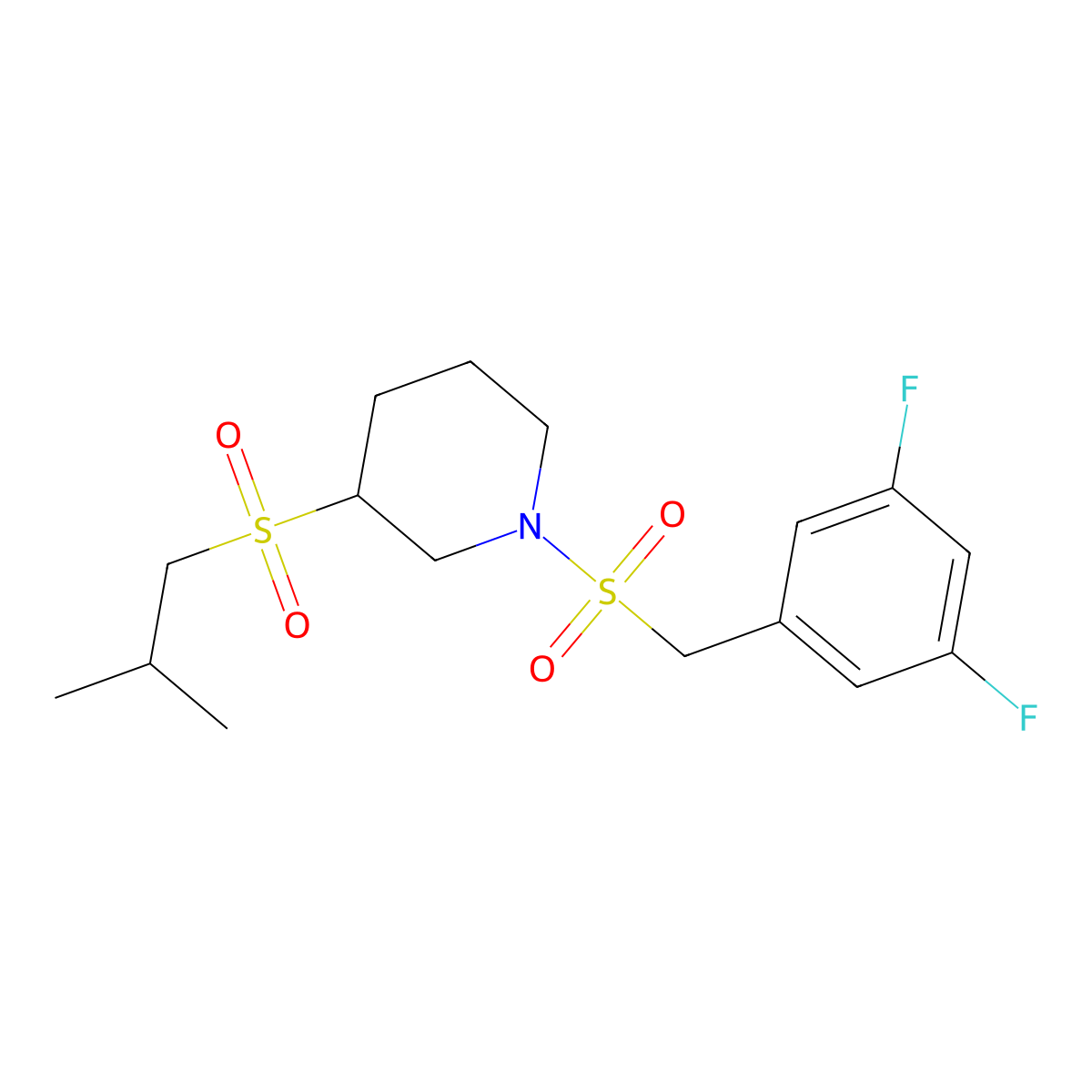 1-[(3,5-Difluorophenyl)methanesulfonyl]-3-(2-methylpropanesulfonyl)piperidine molecular structure, CAS 2097894-26-1
