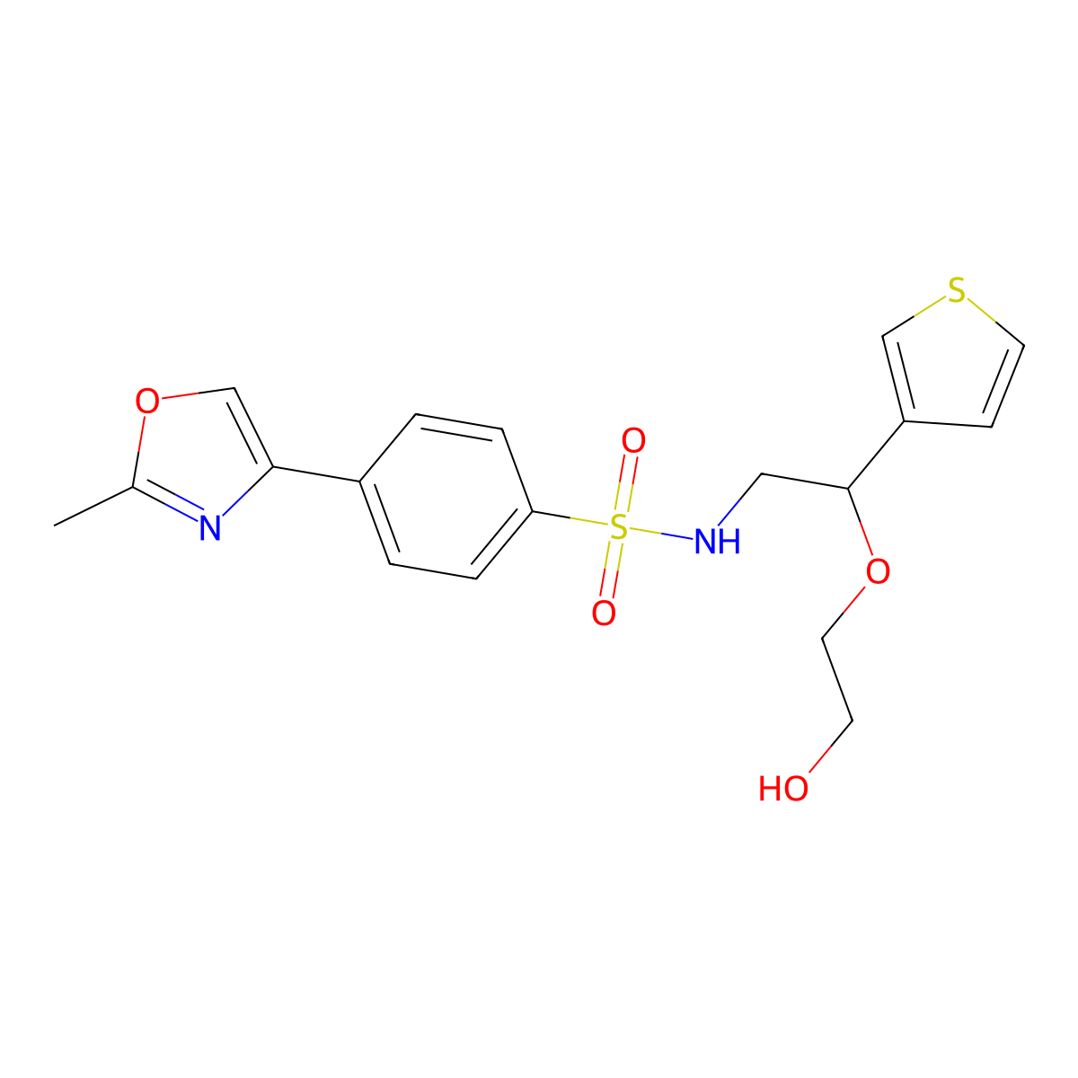2-{2-[4-(2-Methyl-1,3-oxazol-4-yl)benzenesulfonamido]-1-(thiophen-3-yl)ethoxy}ethan-1-ol molecular structure, CAS 2097894-27-2