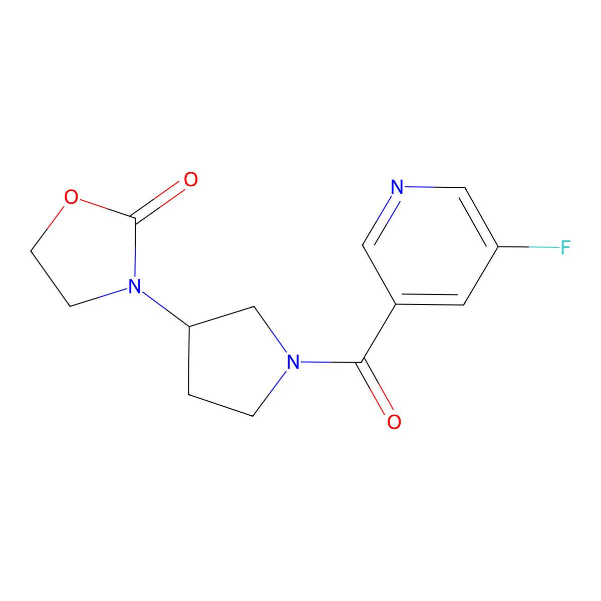 3-[1-(5-Fluoropyridine-3-carbonyl)pyrrolidin-3-yl]-1,3-oxazolidin-2-one molecular structure, CAS 2097894-29-4