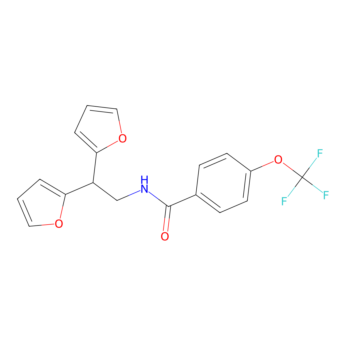 N-[2,2-bis(furan-2-yl)ethyl]-4-(trifluoromethoxy)benzamide molecular structure, CAS 2097894-30-7