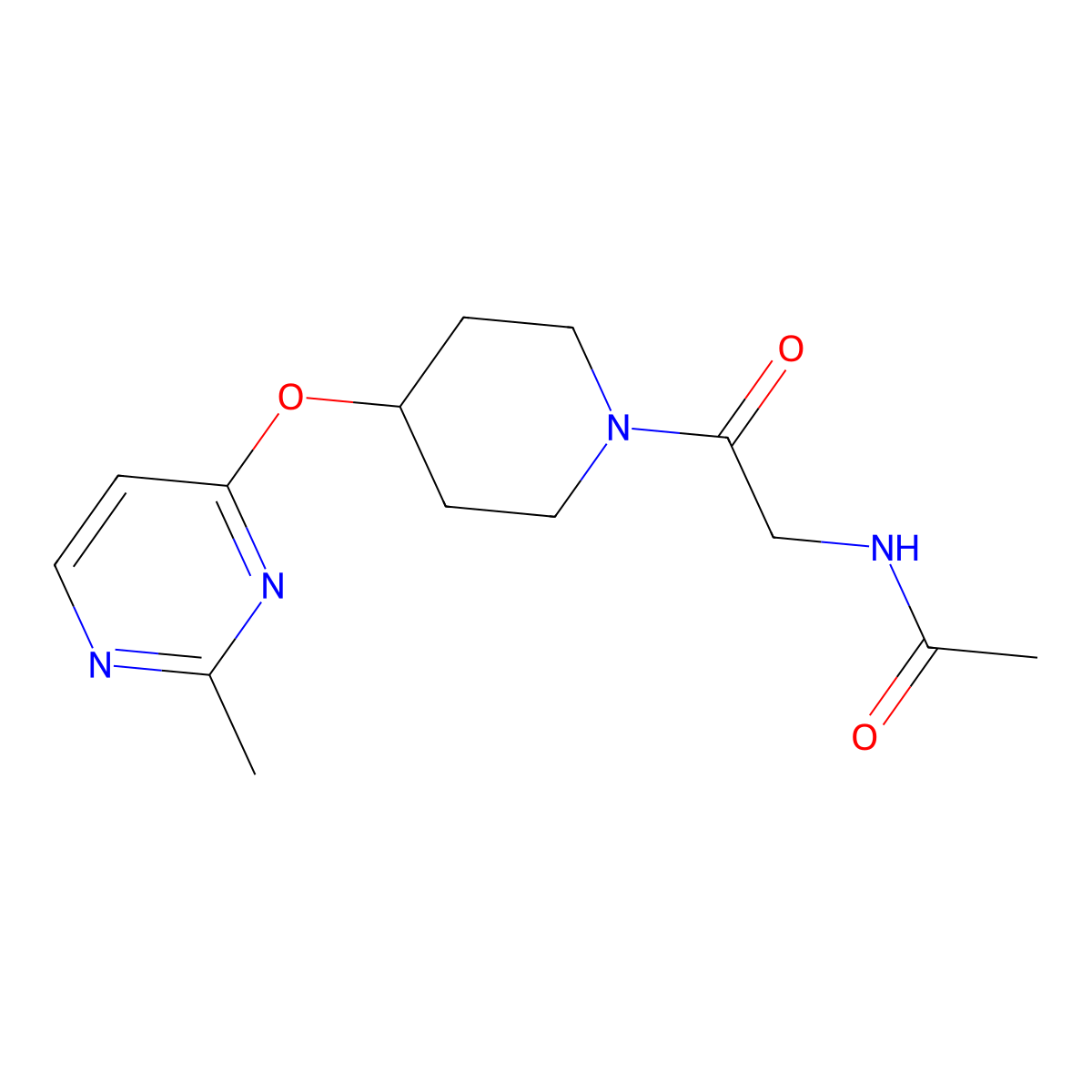 N-(2-{4-[(2-methylpyrimidin-4-yl)oxy]piperidin-1-yl}-2-oxoethyl)acetamide molecular structure, CAS 2097894-34-1