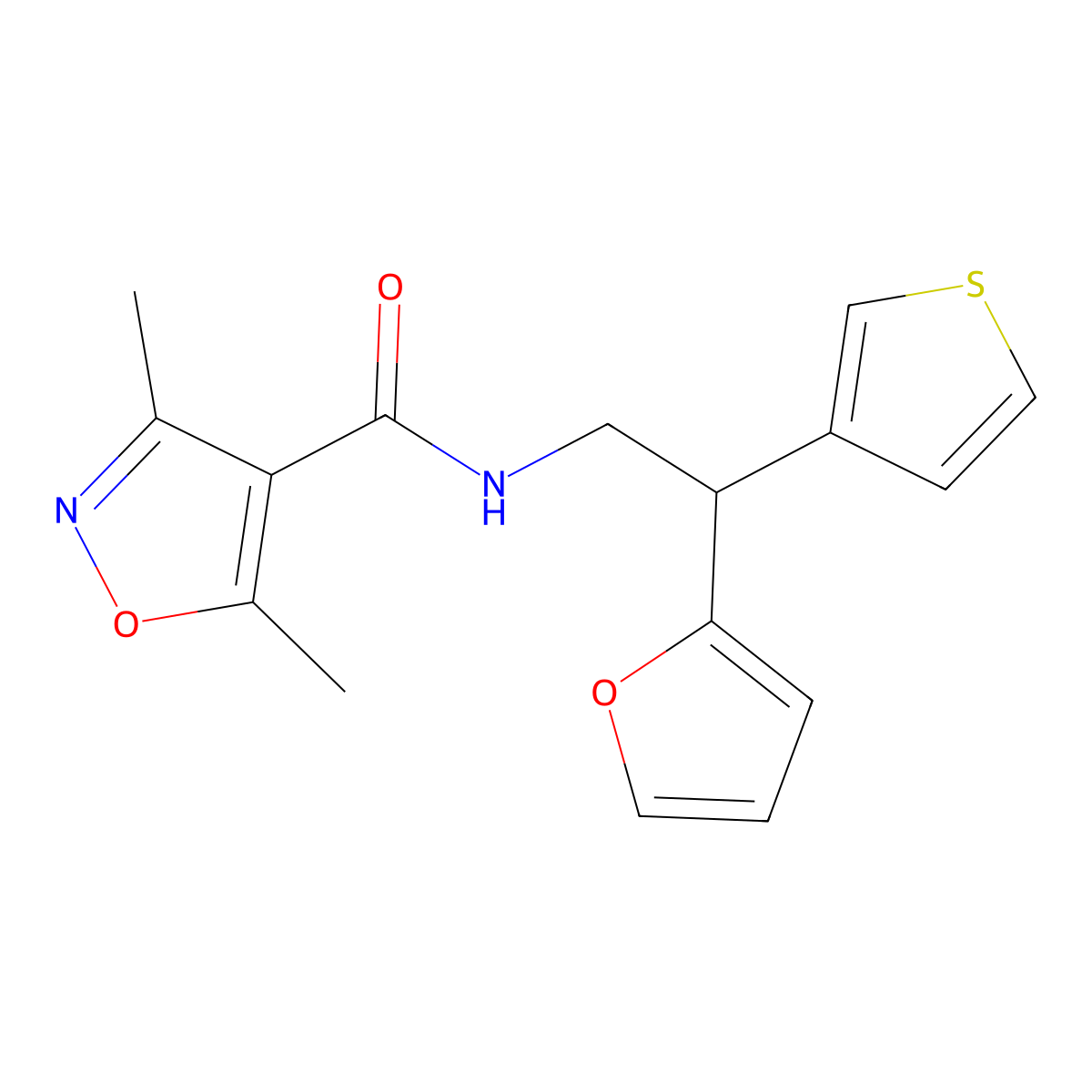 N-[2-(furan-2-yl)-2-(thiophen-3-yl)ethyl]-3,5-dimethyl-1,2-oxazole-4-carboxamide molecular structure, CAS 2097894-44-3