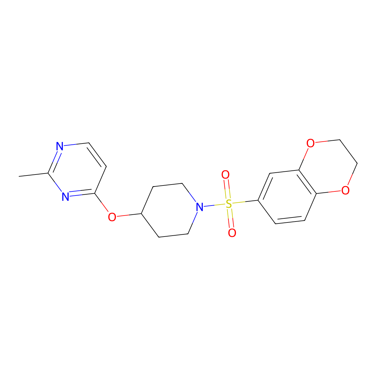 4-((1-((2,3-Dihydrobenzo[b][1,4]dioxin-6-yl)sulfonyl)piperidin-4-yl)oxy)-2-methylpyrimidine molecular structure, CAS 2097894-51-2