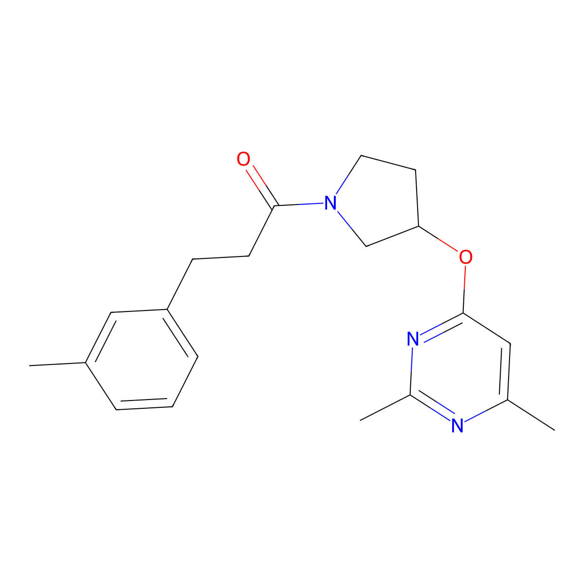 1-{3-[(2,6-Dimethylpyrimidin-4-yl)oxy]pyrrolidin-1-yl}-3-(3-methylphenyl)propan-1-one molecular structure, CAS 2097894-53-4