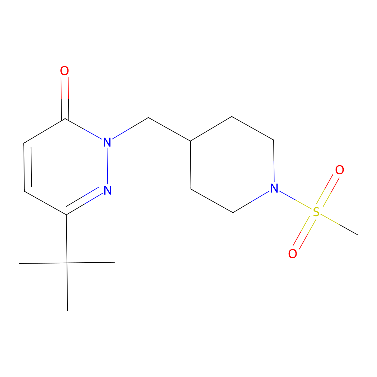 6-Tert-butyl-2-[(1-methanesulfonylpiperidin-4-yl)methyl]-2,3-dihydropyridazin-3-one molecular structure, CAS 2097894-54-5