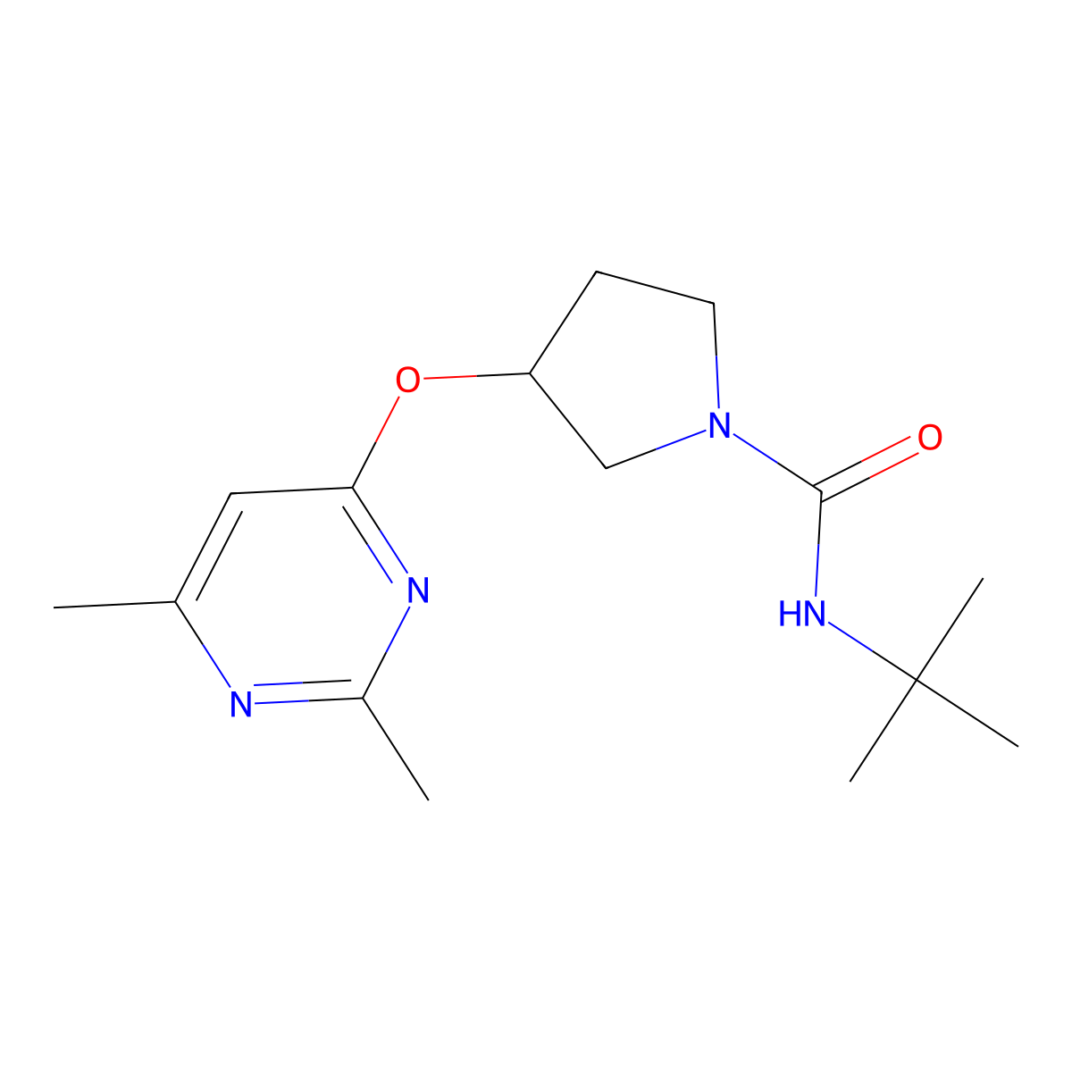 N-tert-butyl-3-[(2,6-dimethylpyrimidin-4-yl)oxy]pyrrolidine-1-carboxamide molecular structure, CAS 2097894-55-6