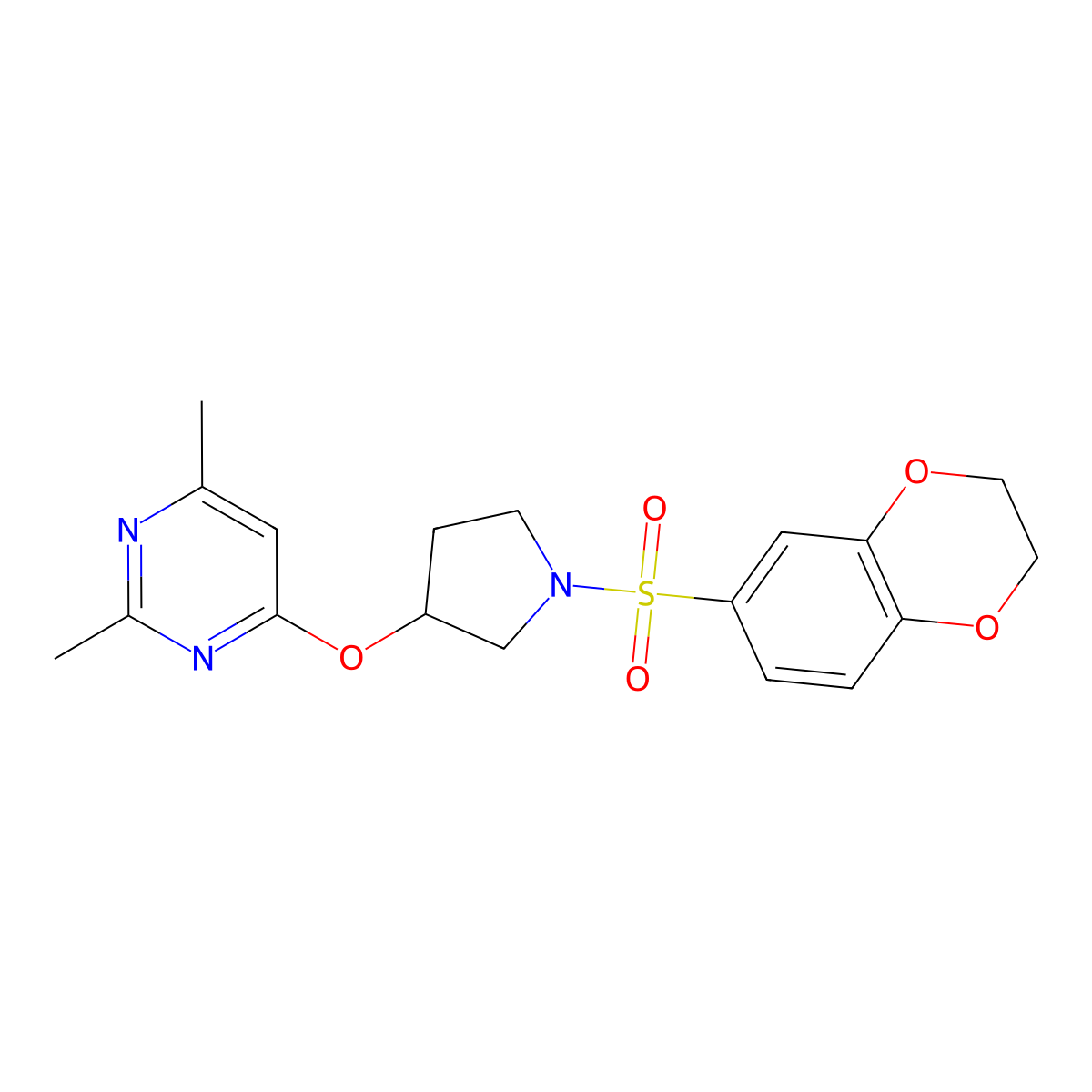 4-{[1-(2,3-Dihydro-1,4-benzodioxine-6-sulfonyl)pyrrolidin-3-yl]oxy}-2,6-dimethylpyrimidine molecular structure, CAS 2097894-58-9