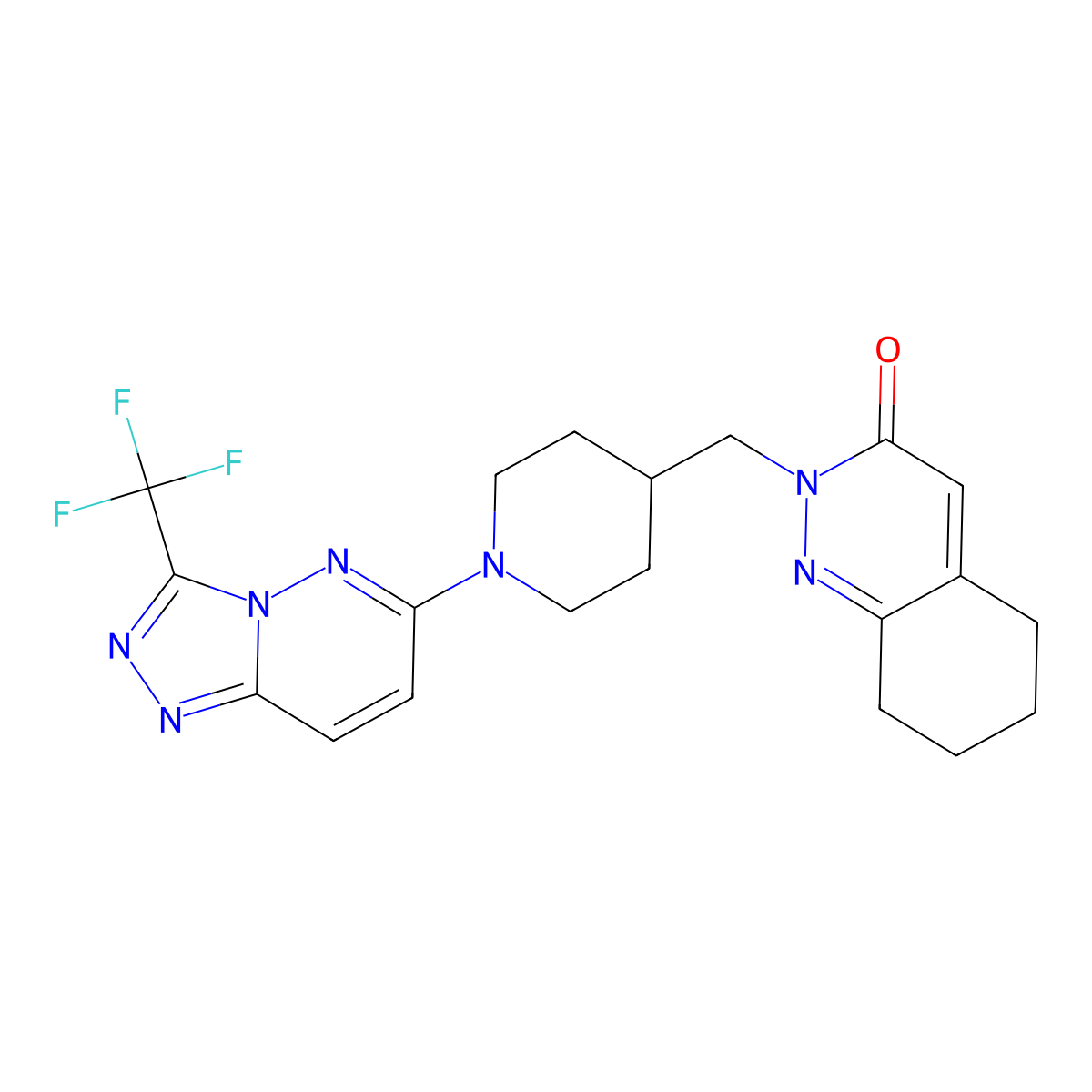 2-({1-[3-(Trifluoromethyl)-[1,2,4]triazolo[4,3-b]pyridazin-6-yl]piperidin-4-yl}methyl)-2,3,5,6,7,8-hexahydrocinnolin-3-one molecular structure, CAS 2097894-61-4