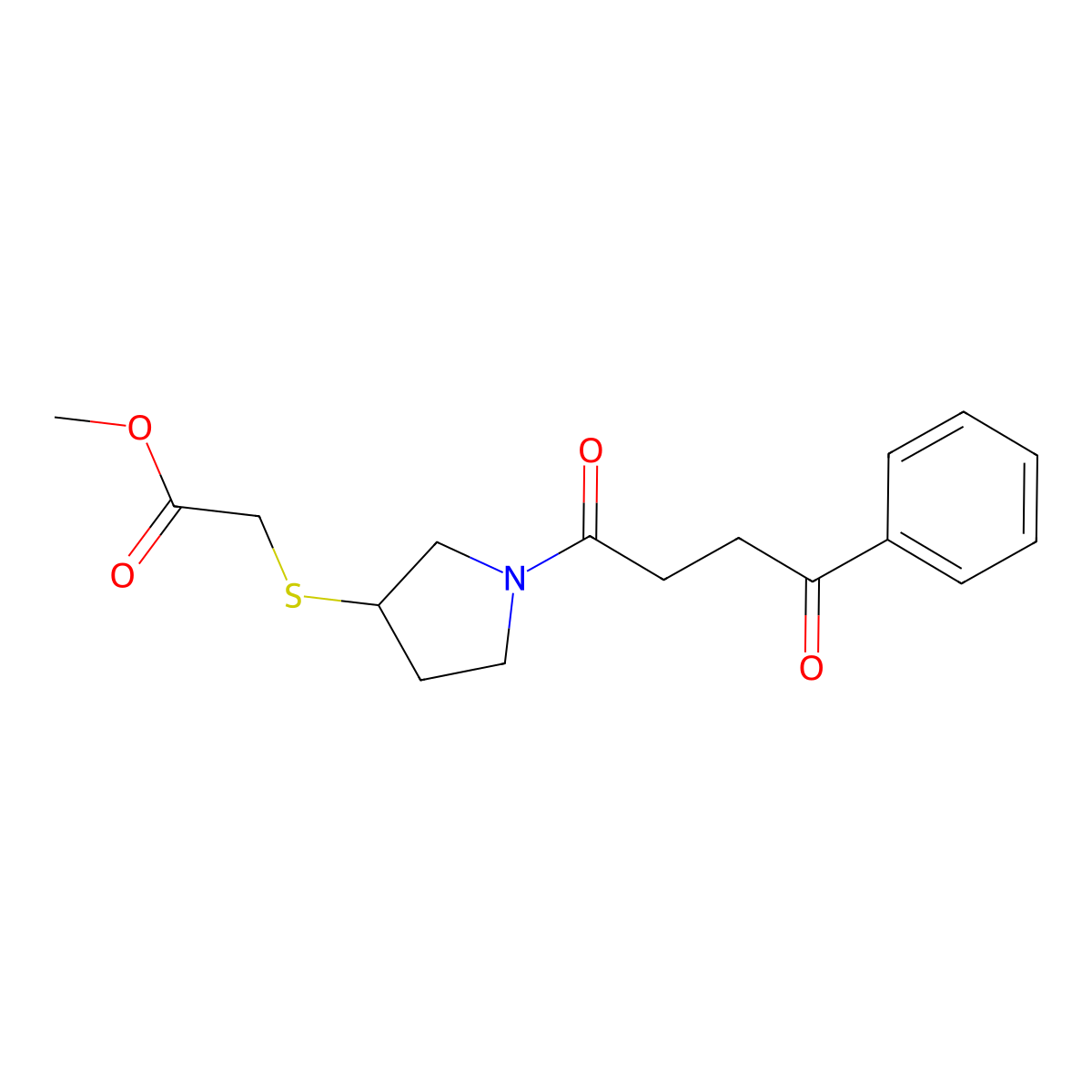 Methyl 2-{[1-(4-oxo-4-phenylbutanoyl)pyrrolidin-3-yl]sulfanyl}acetate molecular structure, CAS 2097894-62-5