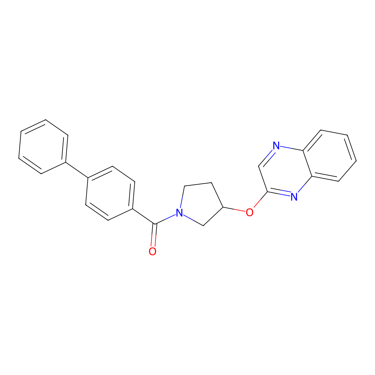 2-[(1-{[1,1'-Biphenyl]-4-carbonyl}pyrrolidin-3-yl)oxy]quinoxaline molecular structure, CAS 2097894-64-7